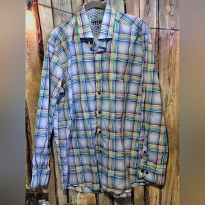 Men's Multicolor Plaid Casual Button Down Shirt